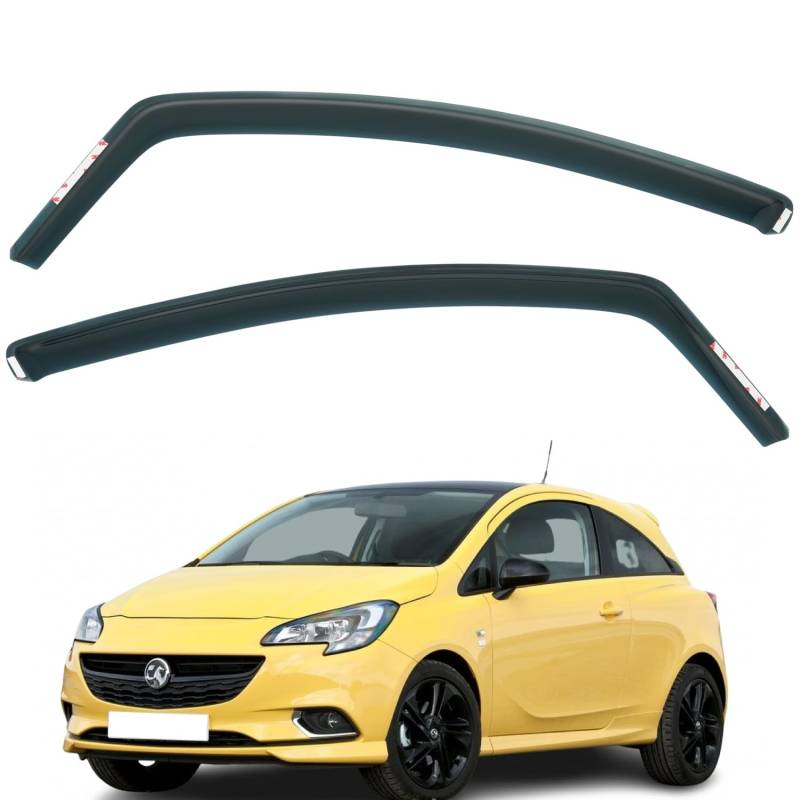 Set mit 2 Windabweisern, kompatibel mit Opel Corsa D & E/Opel Corsa D & E 3-Türer Schrägheck 2007 2008 2009 2010 2011 2012 2013 2014 2015 2016 2017 2016 2017 200 18 20 19 Modelle. von AirFlux