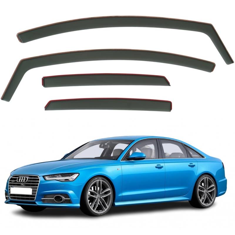 Set mit 4 Windabweisern, kompatibel mit Audi A6 S6 4-Türer Limousine Limousine 2012 2013 2014 2015 2016 2017 Modelle. von AirFlux