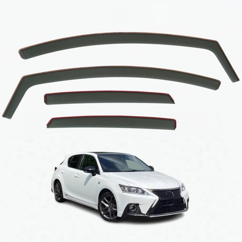 Set mit 4 Windabweisern, kompatibel mit Lexus CT 200h 5-Türer Schrägheck 2011 2012 2013 2014 2015 2016 2017 2018 2019 2020 2021 Modelle. von AirFlux
