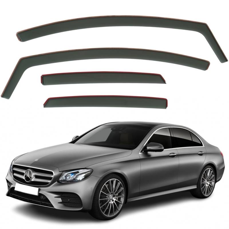 Set mit 4 Windabweisern, kompatibel mit MERCEDES-BENZ E-Klasse W213 4-Türer Limousine/Limousine 2017 2018 2019 2020 2021 2022 2023 Modelle. von AirFlux