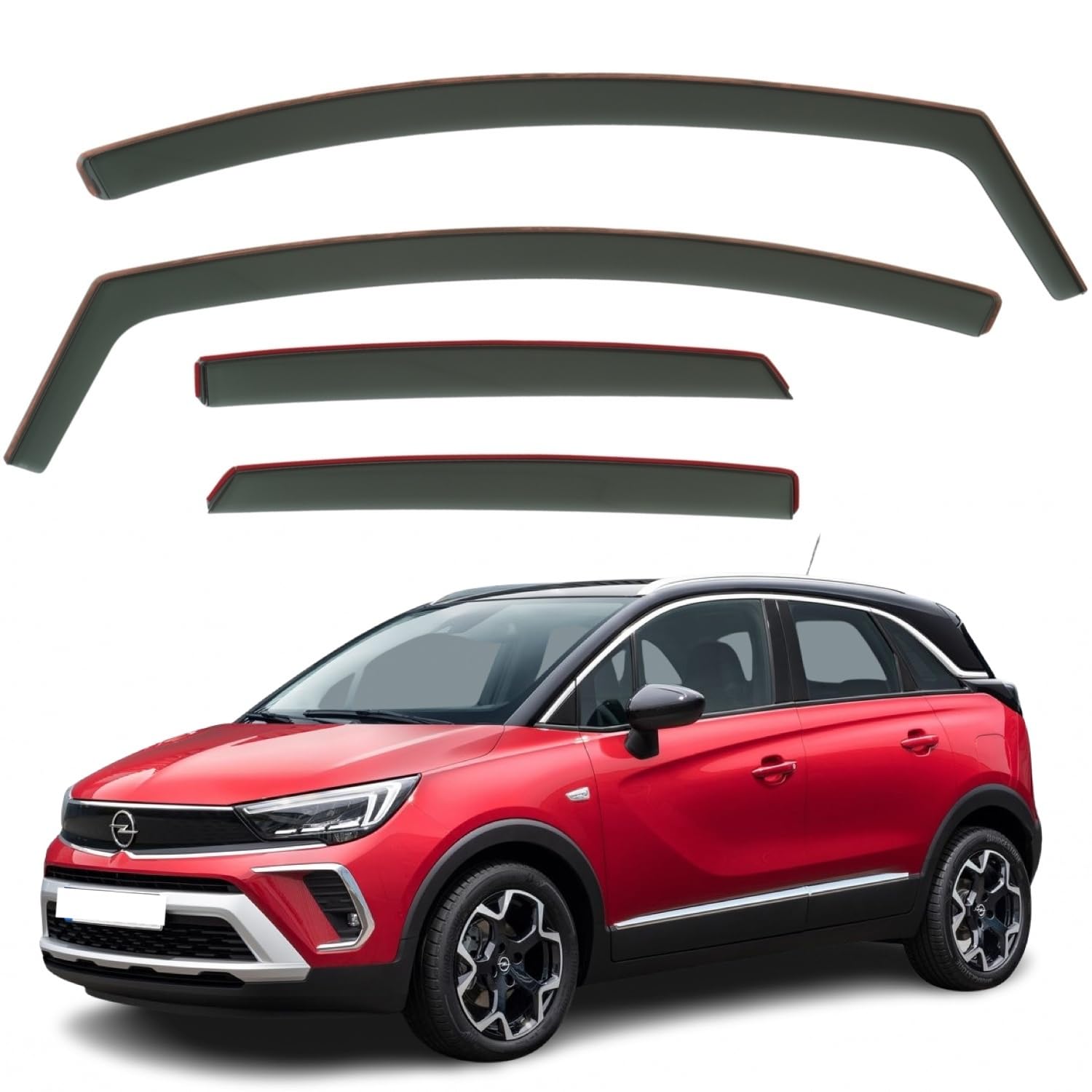 AirFlux Set mit 4 Windabweisern, Modern, Dunkles Rauchgrau getönt, Selbstklebend, kompatibel mit Geländewagen SUV 2017-2023 von AirFlux