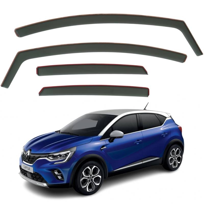 AirFlux: 4 Stück Windabweiser, kompatibel mit Renault Captur MK2 2020-2025, Stylish, Exclusive, Dark Smoke, Selbstklebend von AirFlux