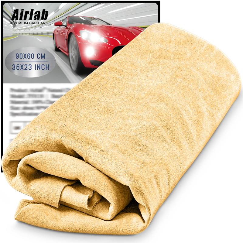 Airlab Fensterleder Auto Ledertuch 90x60 cm, Autoleder XXL Fensterleder aus echtem Leder Groß Trockentuch für Auto Fenster Motorrad von Airlab