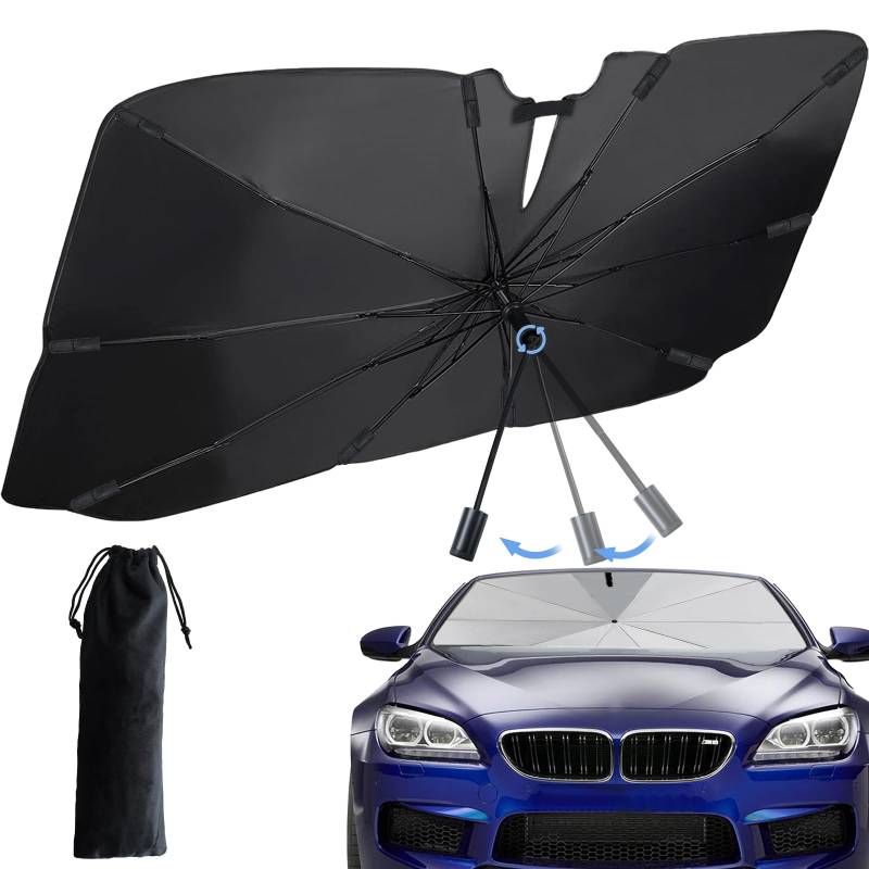Sonnenschutz Auto Frontscheibe,Faltbar Auto Sonnenschirm für UV-Schutz Wärmeisolierend, Sonnenschutz Auto Innen, Windschutzscheibe Sonnenschirm für die meisten Autos SUV MPV LKW-L(148 * 85cm) von Airminti