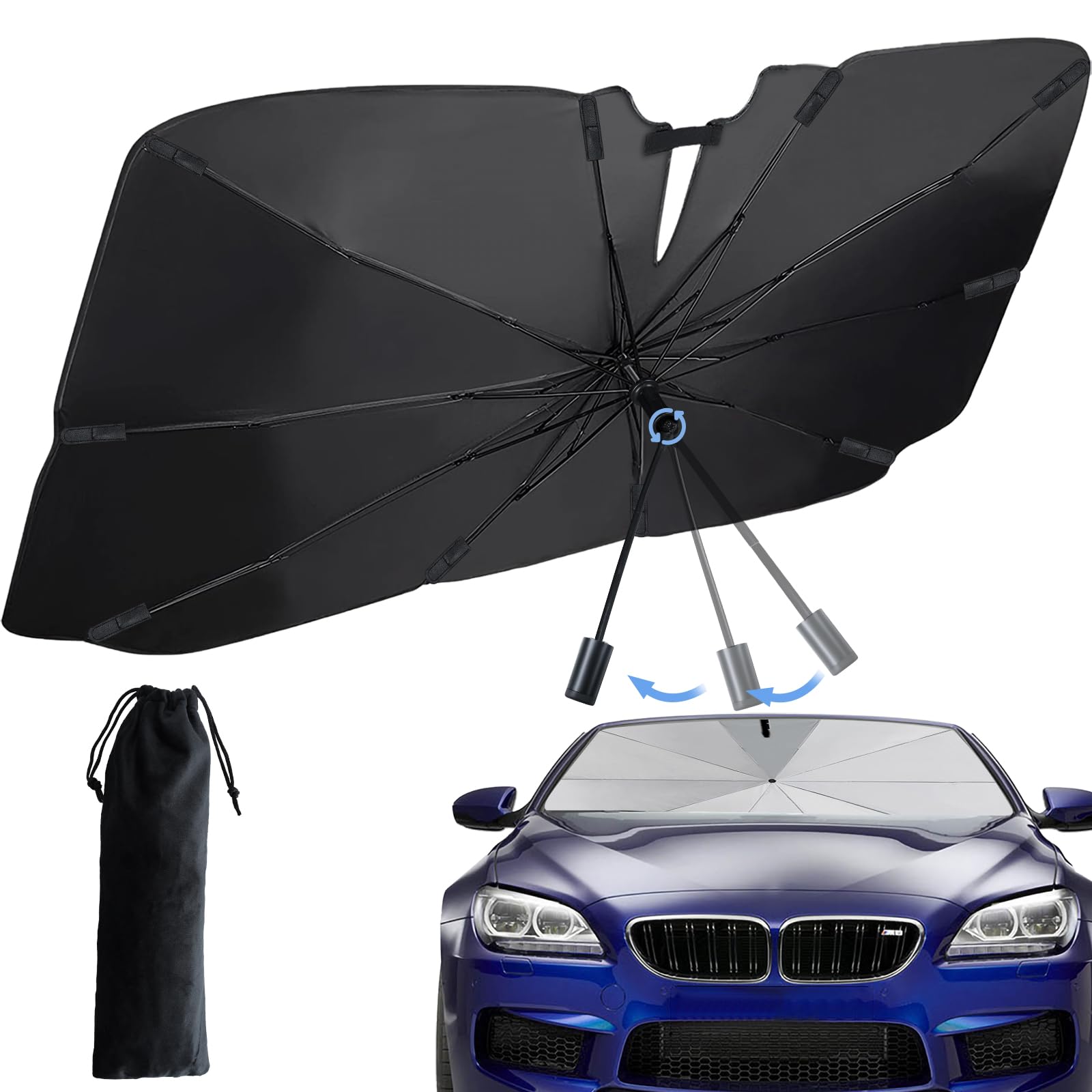 Sonnenschutz Auto Frontscheibe,Faltbar Auto Sonnenschirm für UV-Schutz Wärmeisolierend, Sonnenschutz Auto Innen, Windschutzscheibe Sonnenschirm für die meisten Autos SUV MPV LKW-S(120 * 65cm) von Airminti