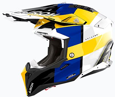 Airoh Aviator 3 Monarch, Motocrosshelm - Blau/Gelb/Weiß/Schwarz - L von Airoh