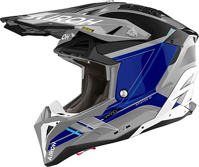 Airoh Aviator 3 Saber, Motocrosshelm - Grau/Blau/Schwarz - L von Airoh