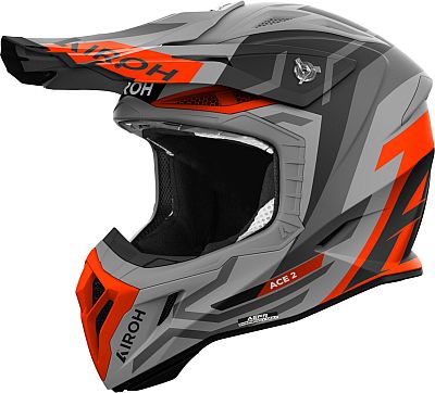 Airoh Aviator Ace 2 Ground, Motocrosshelm - Matt Hellgrau/Grau/Neon-Orange - XS von Airoh
