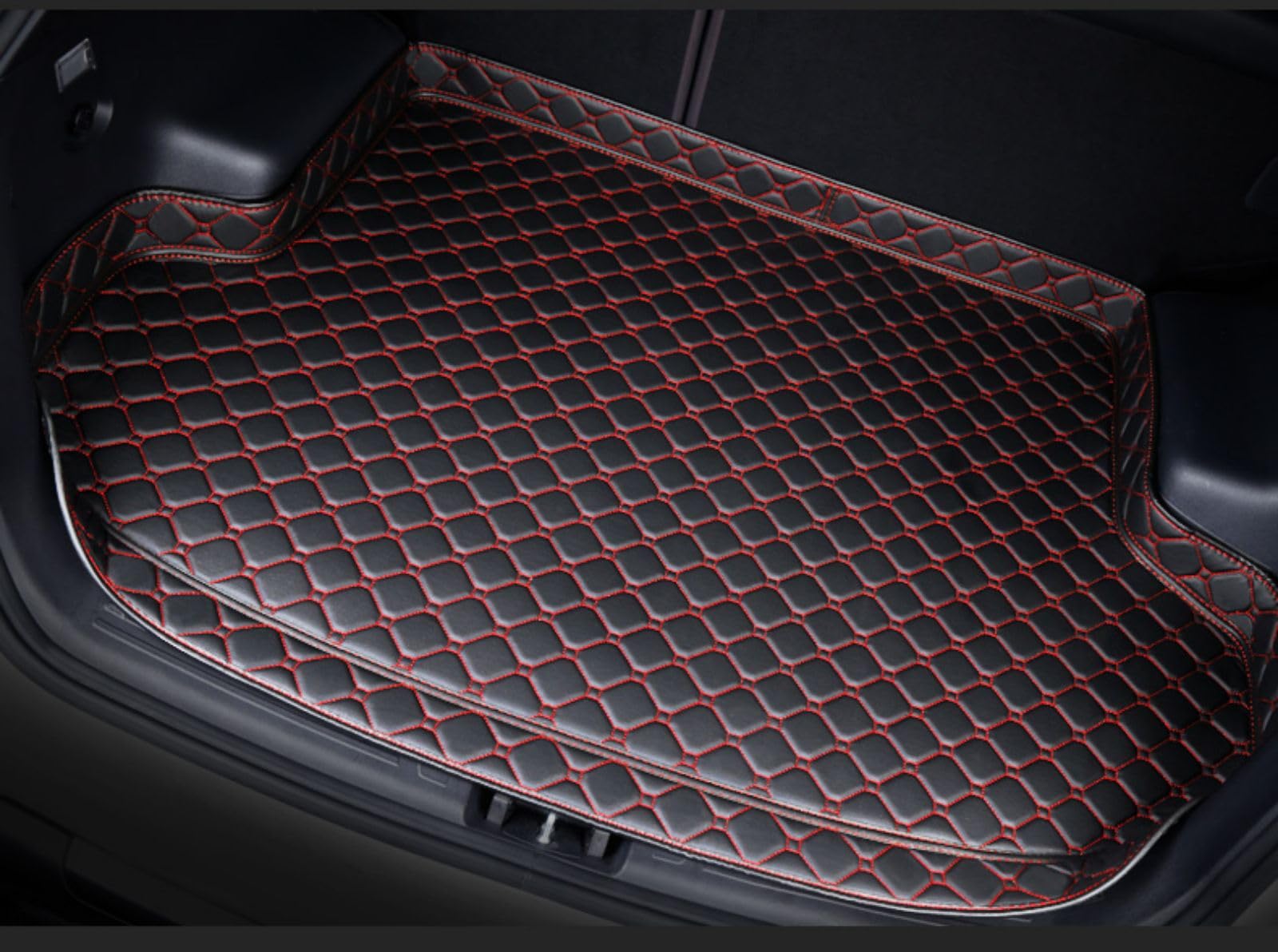 Auto Kofferraum Schutzmatte für Nissan E12 Note 2012-2019, Kofferraummatte Langlebig Kratzfest Wasserdicht rutschfest Auto Zubehör,Black Red-High von Airshi