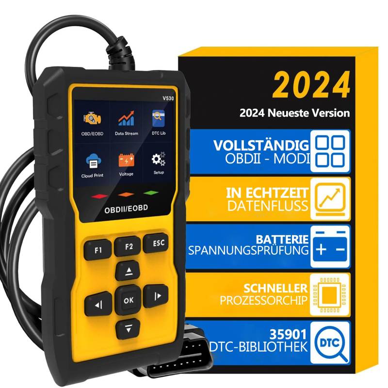 OBD2 Diagnosegerät Auto, 35900 Definitionen von Codes, Auslesegerät Auto OBD-II Diagnosewerkzeuge, Motor Fehlercodeleser für Alle Fahrzeuge von Aisniya