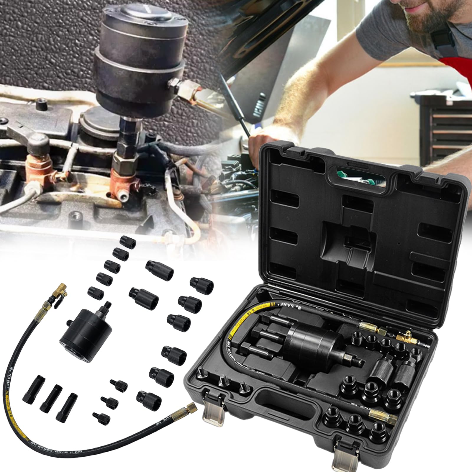 Abzieher Werkzeug, Injektor Werkzeug Auszieher Pneumatischer Einspritzdüsenabzieher Diesel Injektoren Abzieher + Adapter Injektoren Common Rail CDI Werkzeug Set Injektoren Auszieher Set Abzieher Werkzeug, Injektor Werkzeug Auszieher Pneumatischer Einspritzdüsenabzieher Diesel Injektoren Abzieher + Adapter Injektoren Common Rail CDI Werkzeug Set Injektoren Auszieher Set von Aisny