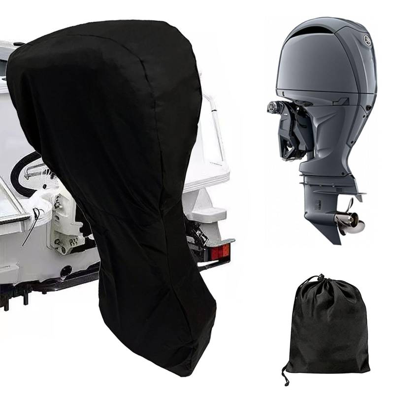 Außenborder Abdeckung, Bootsmotor Außenbordmotorabdeckung Wasserdicht 420D Oxford-Stoff Außenbordmotor Schutzmaske Vollständige Abdeckung für bis zu Lang 190cm Umfang 226cm Motor, 100-150 PS von Aisny