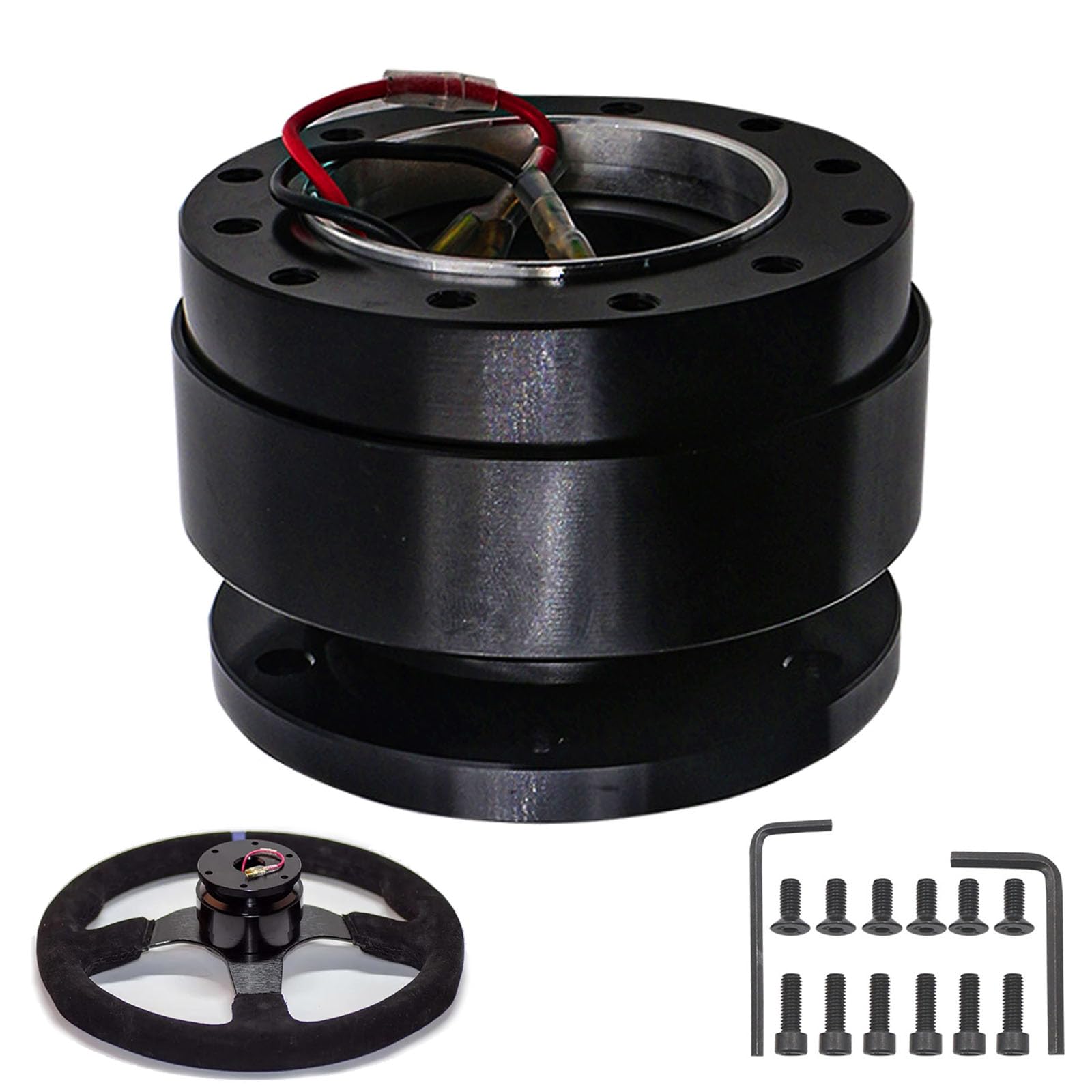 Lenkrad Schnellspanner, 6 Löcher Universal Lenkrad Snap Off Boss Kit Schraubenkugel Lenkrad Schnellverschluss Nabenadapter Abbruchsatz für Rennen Rallye Motorsport, Schwarz Lenkrad Schnellspanner, 6 Löcher Universal Lenkrad Snap Off Boss Kit Schraubenkugel Lenkrad Schnellverschluss Nabenadapter Abbruchsatz für Rennen Rallye Motorsport, Schwarz von Aisny