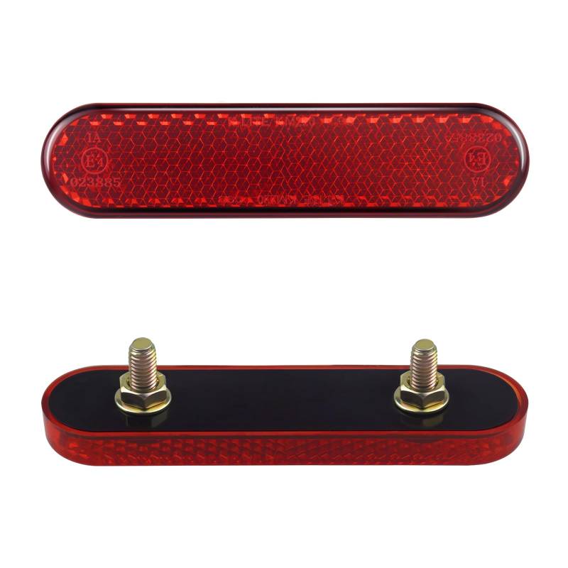 Aiyomi 2 Stück 87 x 21 x 8mm Roter Rechteckiger Reflektor mit Schrauben Rückstrahler Katzenauge für Motorrad Fahrrad Multifunktional Scooter M5 Schrauben E4 von Aiyomi