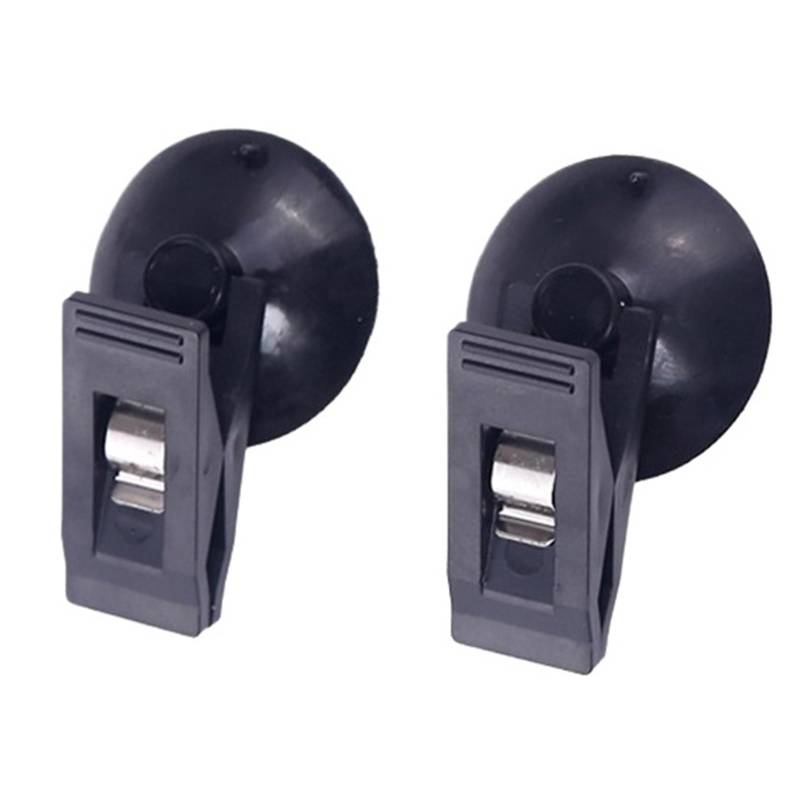 1 Paar Auto-Innenfenster-Clip-Halterung, Schwarzer Saugnapf-Clip, Kunststoff-Saugnapf, Abnehmbarer Halter for Sonnenschutz, Vorhang, Handtuch, Ticket(Black) von Ajhui