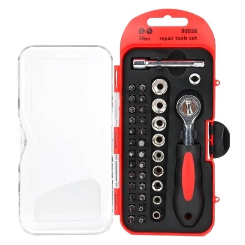 30/38-teiliges Steckschlüssel-Set, Auto-Reparatur-Werkzeug, Ratschen-Set, Drehmomentschlüssel, Kombinationsbit, EIN Set, Werkzeug-Set, Handwerkzeuge for Die Autoreparatur(38pcs) von Ajhui