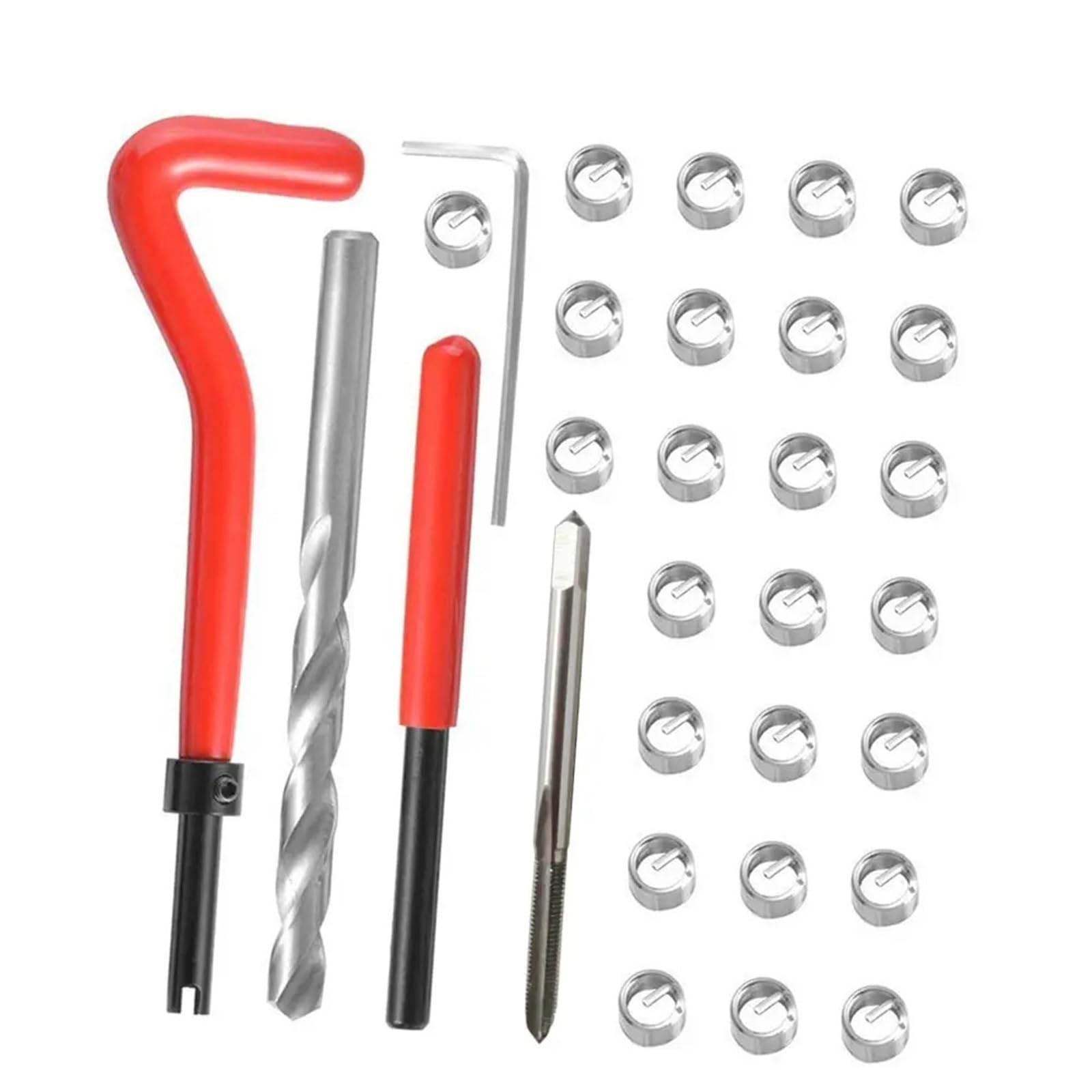 30-teiliges Reparatur-Einsatz-Set for Metrische Gewinde M3 M4 M7 M9 Helicoil Car Pro Coil Tool 304 Edelstahl Autoreparatur-Werkzeugtasche(M4x0.7) von Ajhui