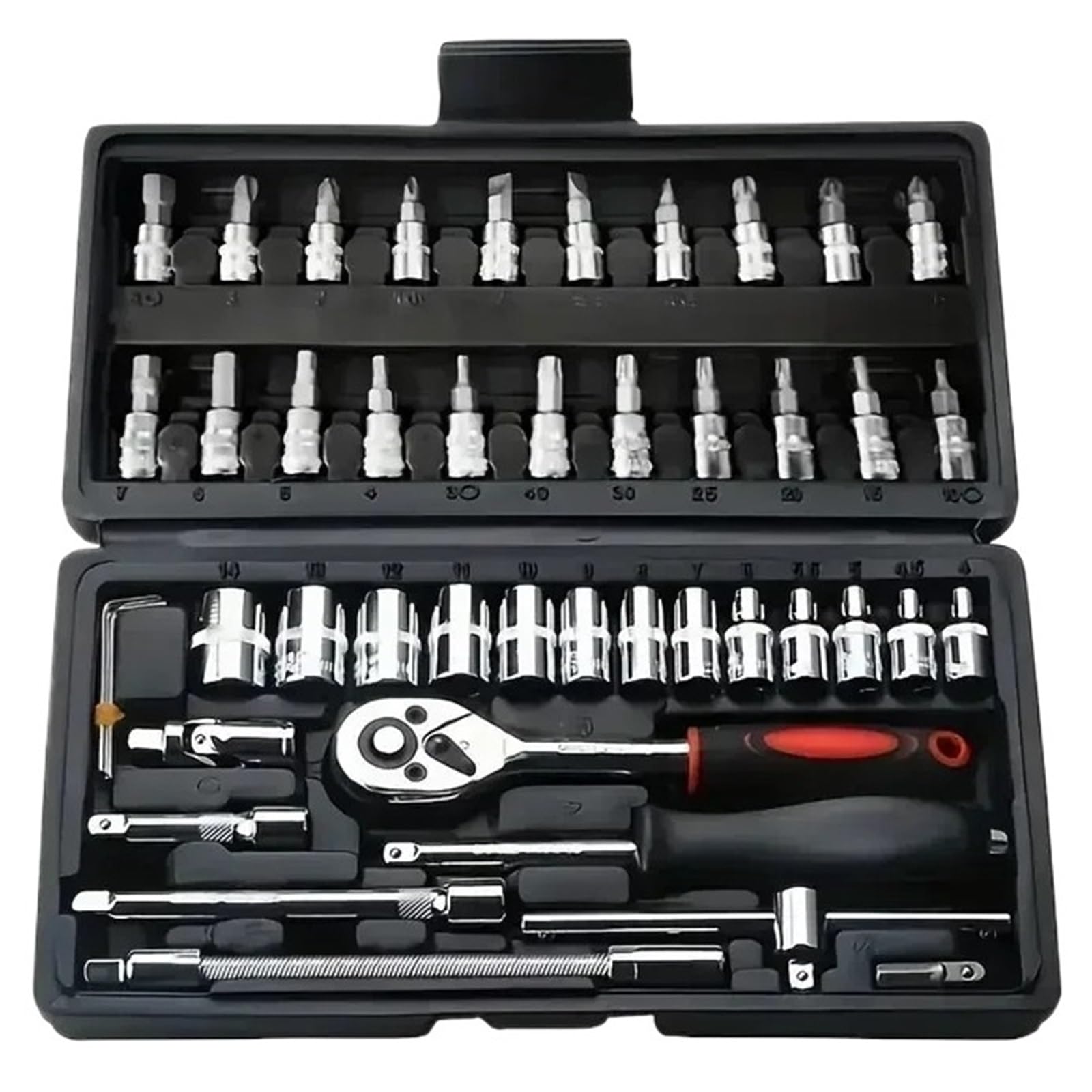 46-teiliges Steckschlüssel-Set for Motorrad- Und Autoreparatur, Reparatur-Ratschen-Schraubendreher-Kombination, Haushalt, Heimwerker, Mechanischer Werkzeugkasten 46-teiliges Steckschlüssel-Set for Motorrad- Und Autoreparatur, Reparatur-Ratschen-Schraubendreher-Kombination, Haushalt, Heimwerker, Mechanischer Werkzeugkasten von Ajhui