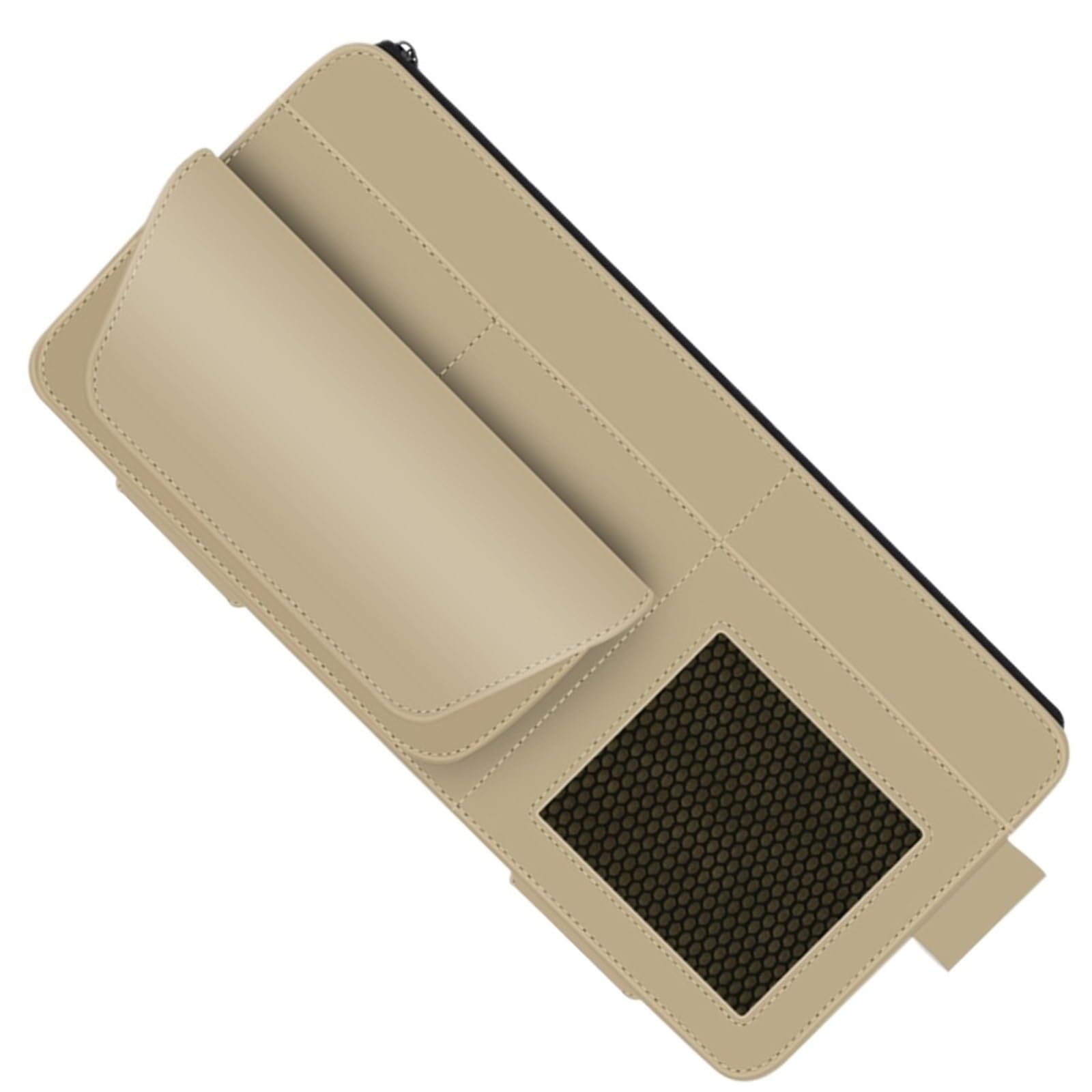 Aufbewahrungstasche for Die Sonnenblende Im Auto, Leder, Wildleder, Mehrere Taschen, Organizer-Box for Die Sonnenblende, Brillenclip, Kartenhalter, Aufbewahrungstaschen(Beige) von Ajhui