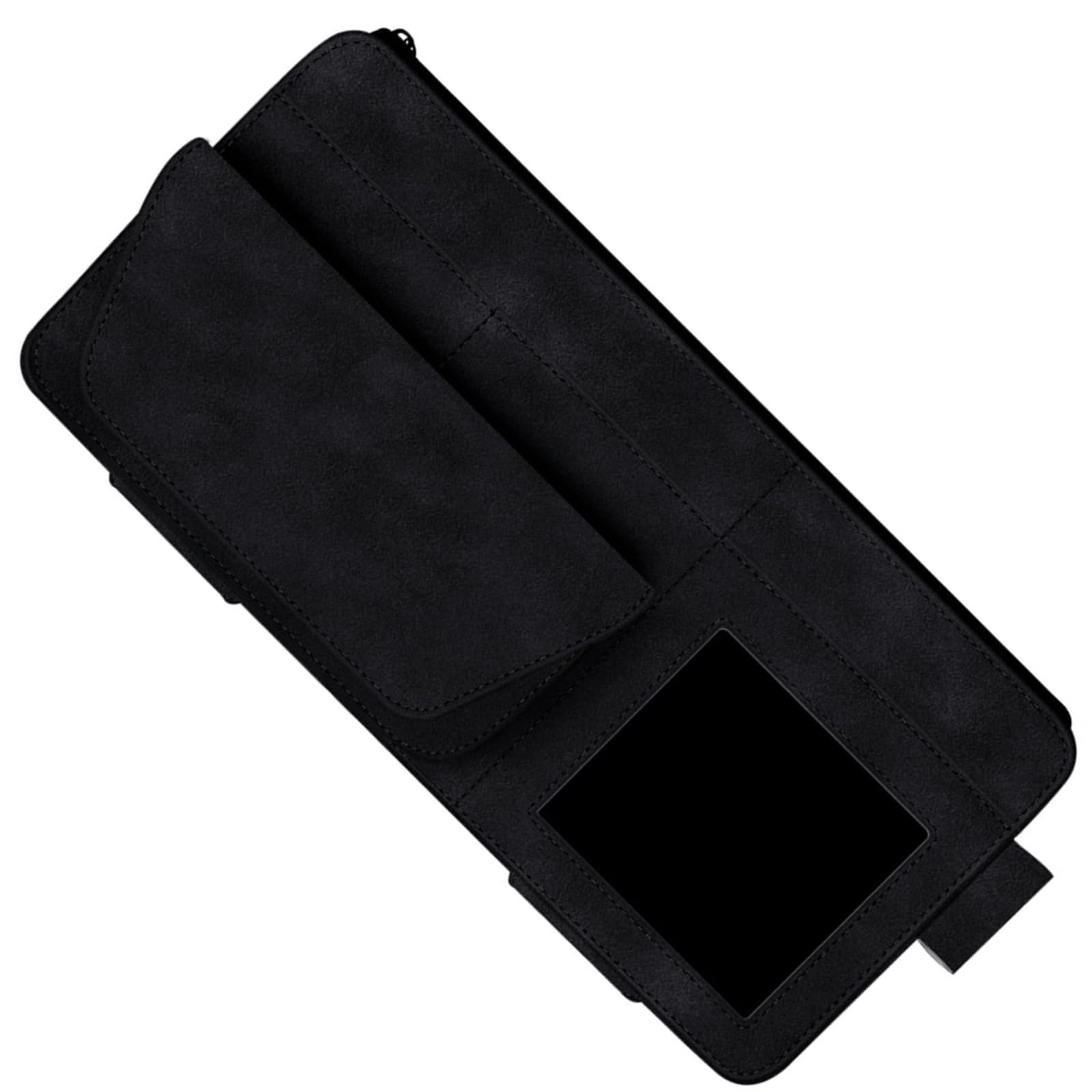 Aufbewahrungstasche for Die Sonnenblende Im Auto, Leder, Wildleder, Mehrere Taschen, Organizer-Box for Die Sonnenblende, Brillenclip, Kartenhalter, Aufbewahrungstaschen(Black) von Ajhui