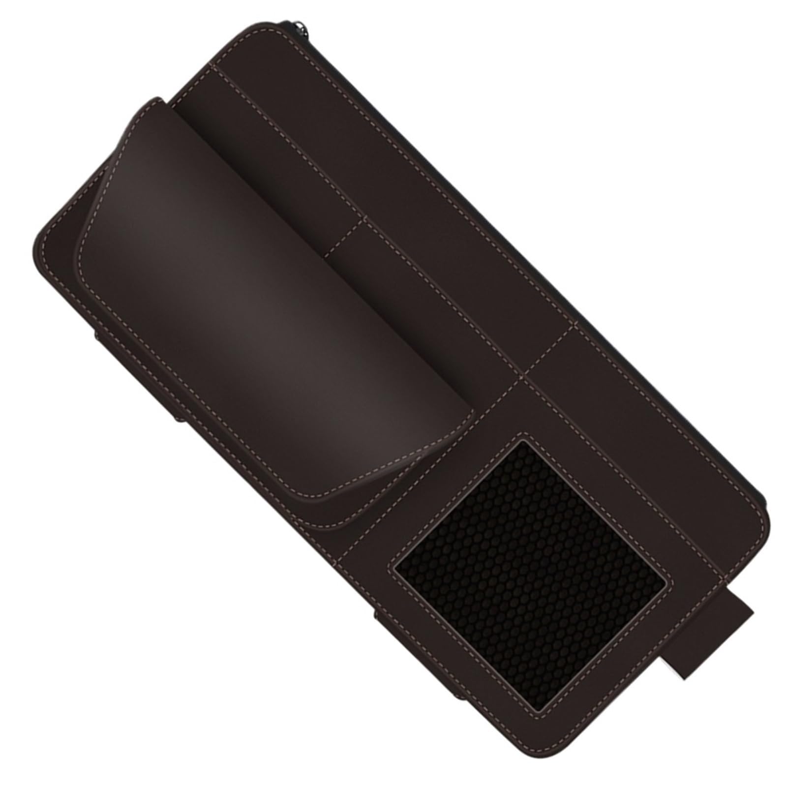 Aufbewahrungstasche for Die Sonnenblende Im Auto, Leder, Wildleder, Mehrere Taschen, Organizer-Box for Die Sonnenblende, Brillenclip, Kartenhalter, Aufbewahrungstaschen(Brown) von Ajhui