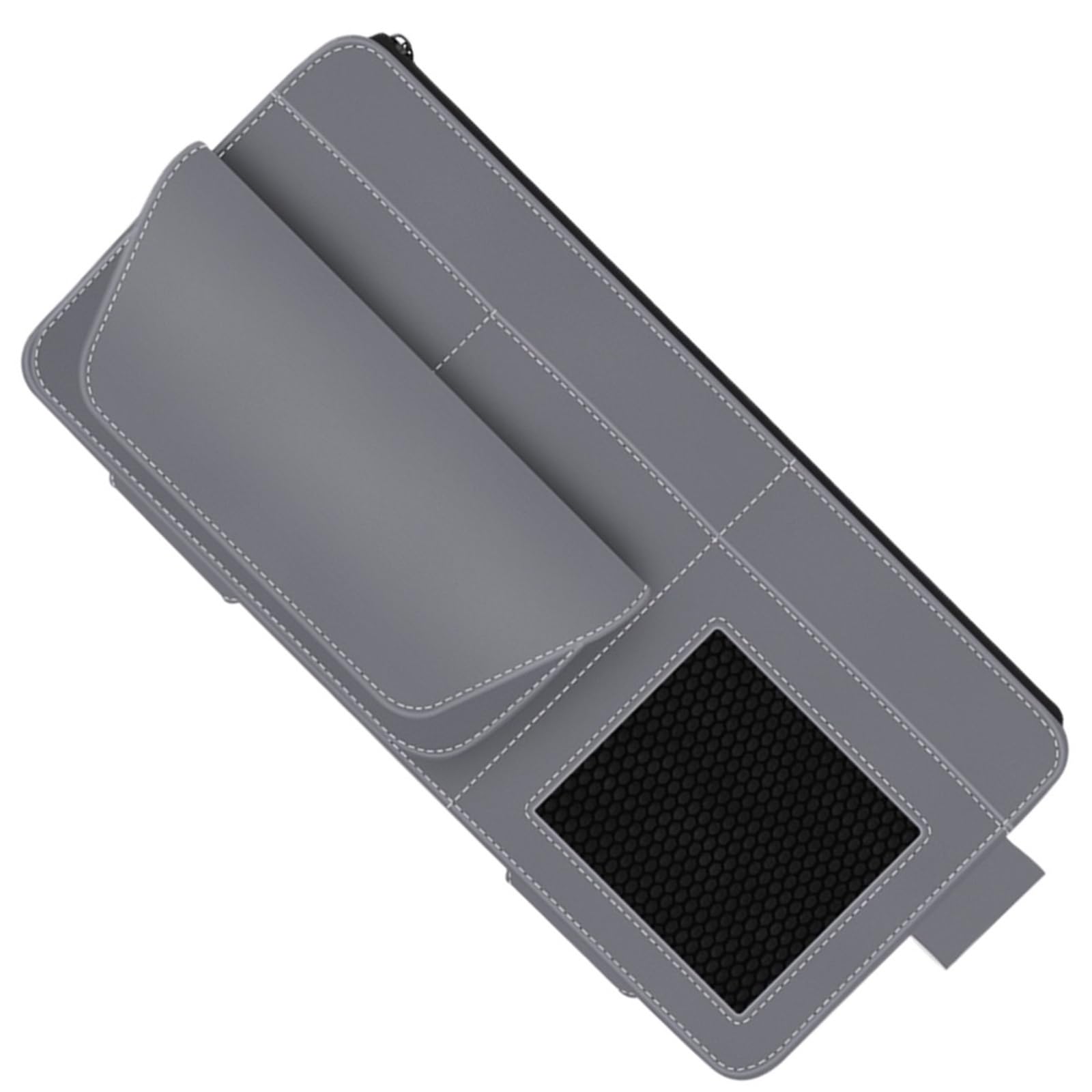 Aufbewahrungstasche for Die Sonnenblende Im Auto, Leder, Wildleder, Mehrere Taschen, Organizer-Box for Die Sonnenblende, Brillenclip, Kartenhalter, Aufbewahrungstaschen(Gray) von Ajhui