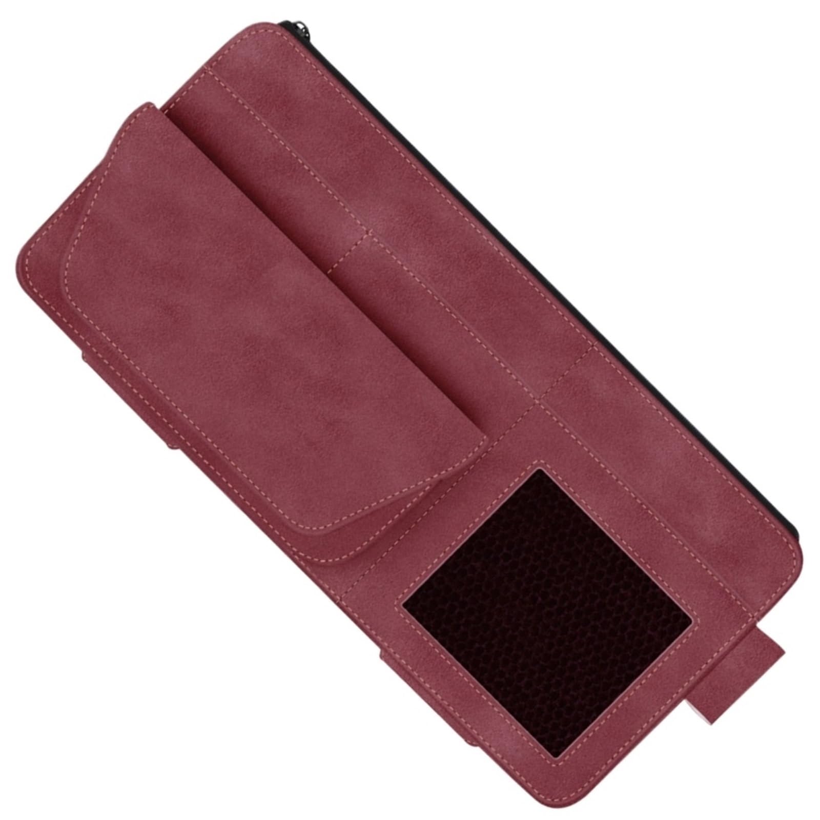 Aufbewahrungstasche for Die Sonnenblende Im Auto, Leder, Wildleder, Mehrere Taschen, Organizer-Box for Die Sonnenblende, Brillenclip, Kartenhalter, Aufbewahrungstaschen(Pink) von Ajhui