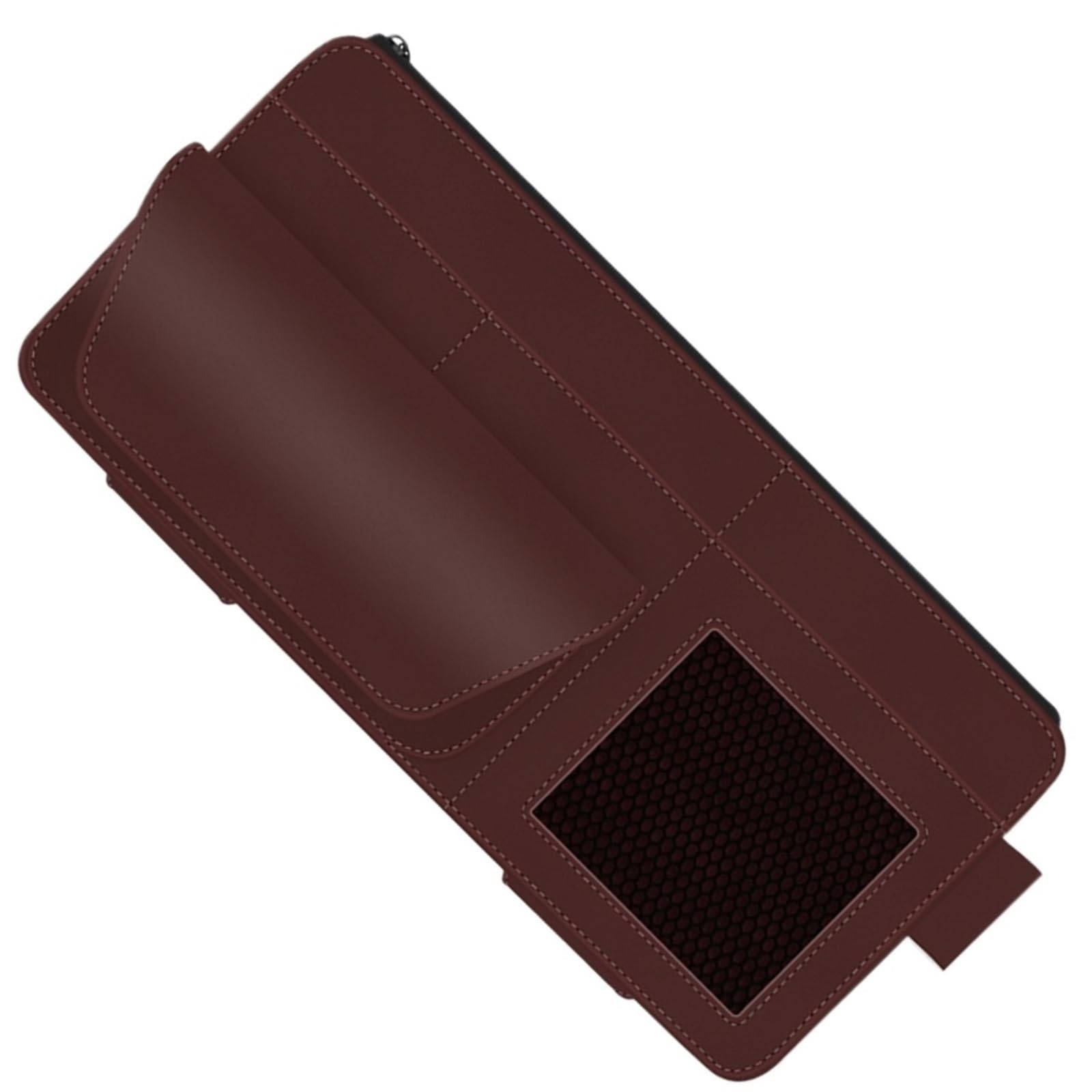 Aufbewahrungstasche for Die Sonnenblende Im Auto, Leder, Wildleder, Mehrere Taschen, Organizer-Box for Die Sonnenblende, Brillenclip, Kartenhalter, Aufbewahrungstaschen(Red) von Ajhui