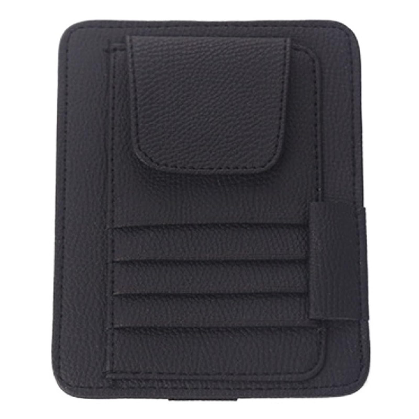 Aufbewahrungstasche for Die Sonnenblende Im Auto, PU-Leder, Mehrere Taschen, Organizer-Box for Die Sonnenblende, Brillenclip, Kartenhalter, Aufbewahrungstaschen(Black) von Ajhui