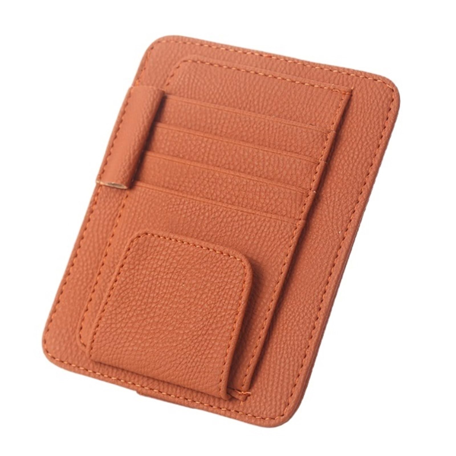 Aufbewahrungstasche for Die Sonnenblende Im Auto, PU-Leder, Mehrere Taschen, Organizer-Box for Die Sonnenblende, Brillenclip, Kartenhalter, Aufbewahrungstaschen(Orange) von Ajhui