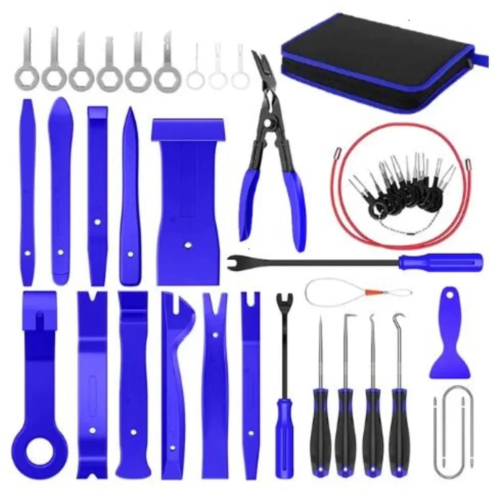 Auto-Zierleisten-Innenraum-Demontagewerkzeug-Kit Aus Kunststoff, Auto-Clips, Werkzeug for Entfernen des Armaturenbretts, Auto-Zierleisten-Handentfernungszubehör(Blue) von Ajhui