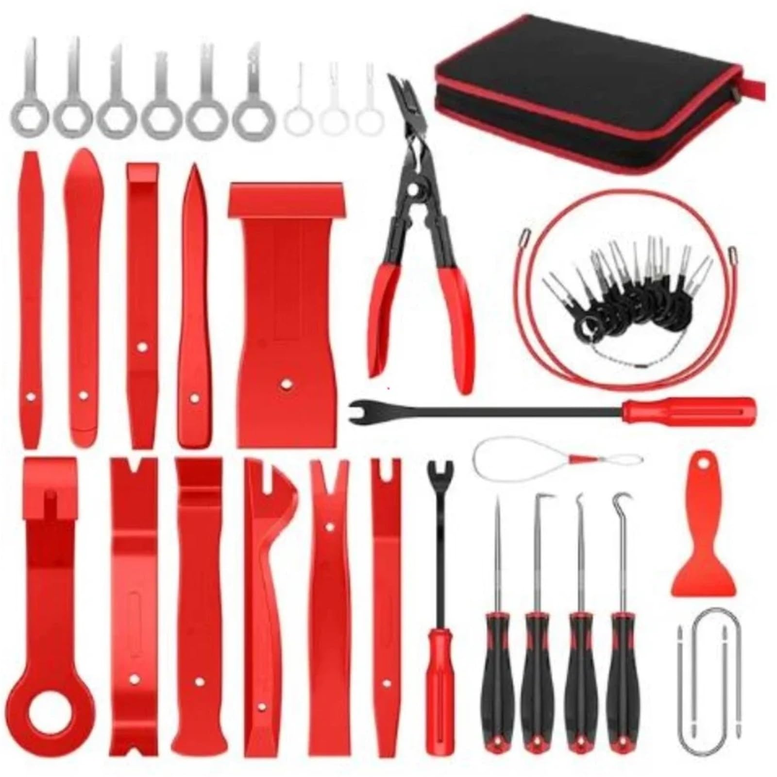 Auto-Zierleisten-Innenraum-Demontagewerkzeug-Kit Aus Kunststoff, Auto-Clips, Werkzeug for Entfernen des Armaturenbretts, Auto-Zierleisten-Handentfernungszubehör(Red) von Ajhui