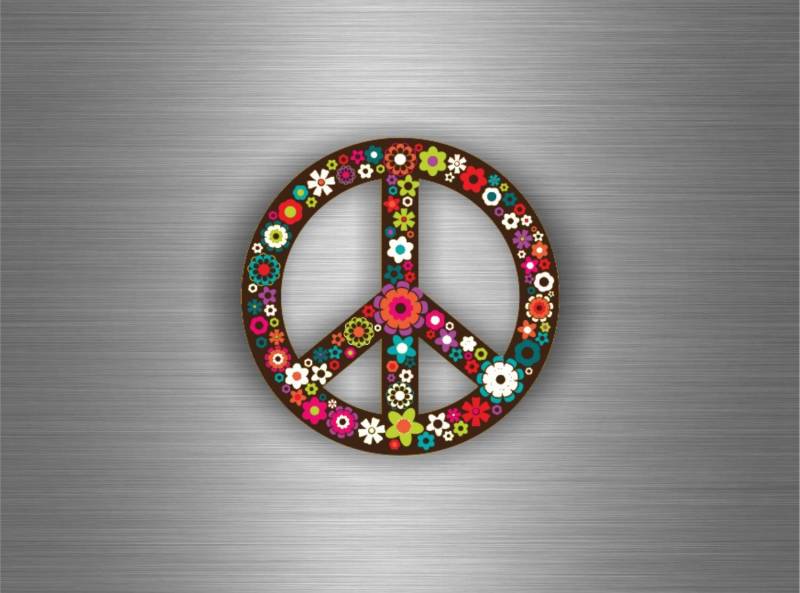 Aufkleber, Sticker für Auto Motorrad Tuning, Motiv: Peace and Love (Frieden und Liebe), Blumenmotiv von Akachafactory