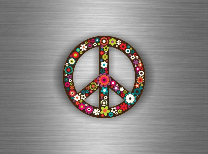Akachafactory Aufkleber, Sticker für Auto Motorrad Tuning, Motiv: Peace and Love (Frieden und Liebe), Blumenmotiv von Akachafactory
