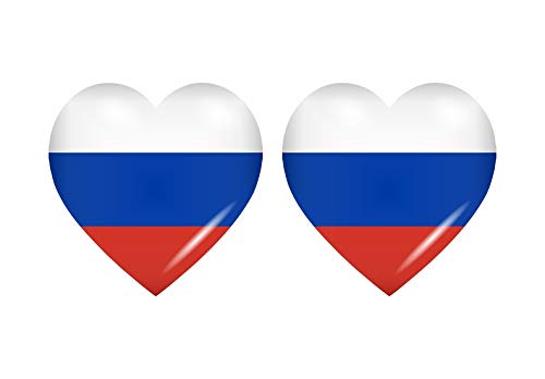 Akachafactory 2X Sticker Aufkleber Flaggen Flagge Fahne Herzen RUS Russland von Akachafactory