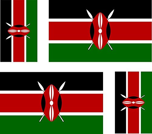 4 x selbstklebend Sticker Auto Moto Koffer Laptop Flagge Kenia kenianische von Akachafactory