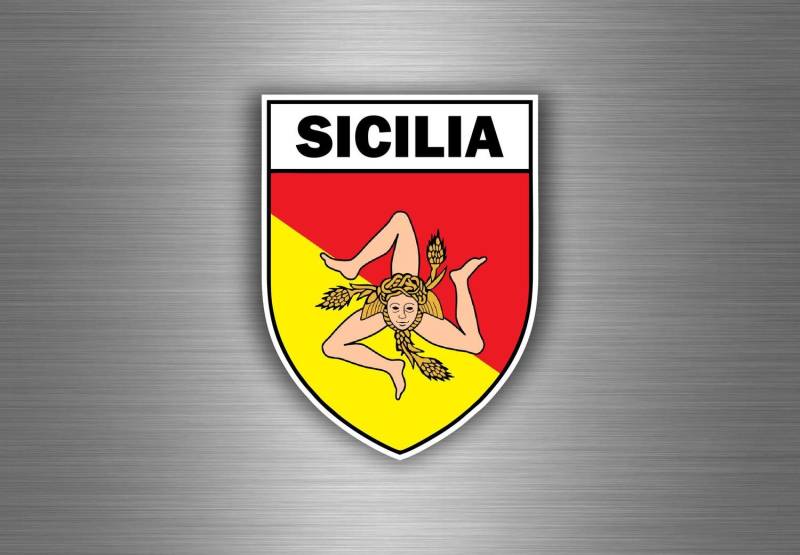 Akachafactory Aufkleber für Auto, Motorrad, Wappen Flagge Tuning Sizilia, Italien von Akachafactory