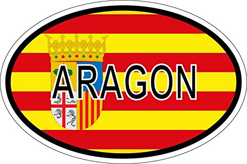 Akachafactory Sticker Aufkleber Nationalitätenkennzeichen Flagge Fahne Aragon von Akachafactory