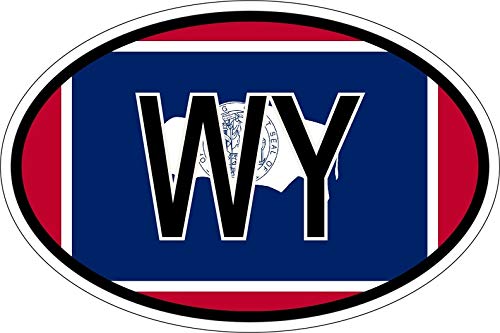 Akachafactory Sticker Aufkleber Nationalitätenkennzeichen Flagge Fahne Wyoming WY von Akachafactory