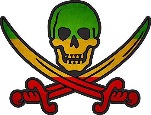 Akachafactory Sticker Aufkleber Pirat Piraten Jack Rackham Calico Flagge Fahne Rasta Reggae von Akachafactory