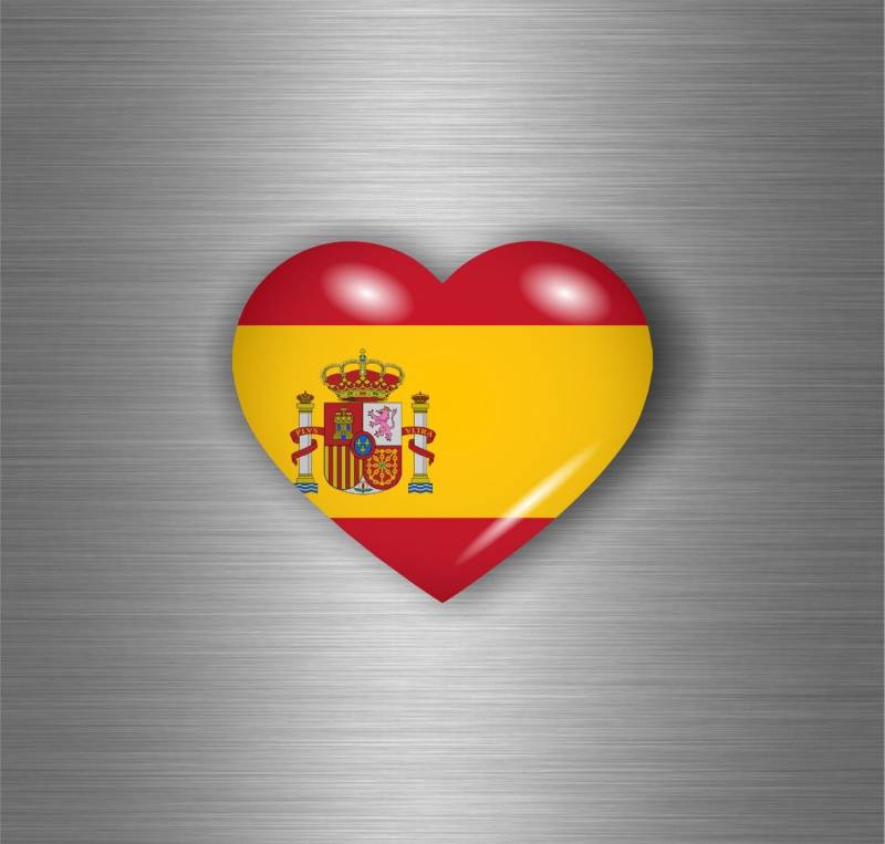 Aufkleber für Auto / Motorrad, spanische Flagge, Herzform von Akachafactory