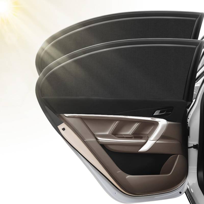 2 Stück Sonnenschutz Auto Baby, Auto UV Schutz & Hitzeschutz Sonnenschutz Auto Kinder, Universal Sonnenblende Auto Netz für Seitenfenster Fit 98% Autos, Privatsphäre Für Kinder Erwachsene von Akapola