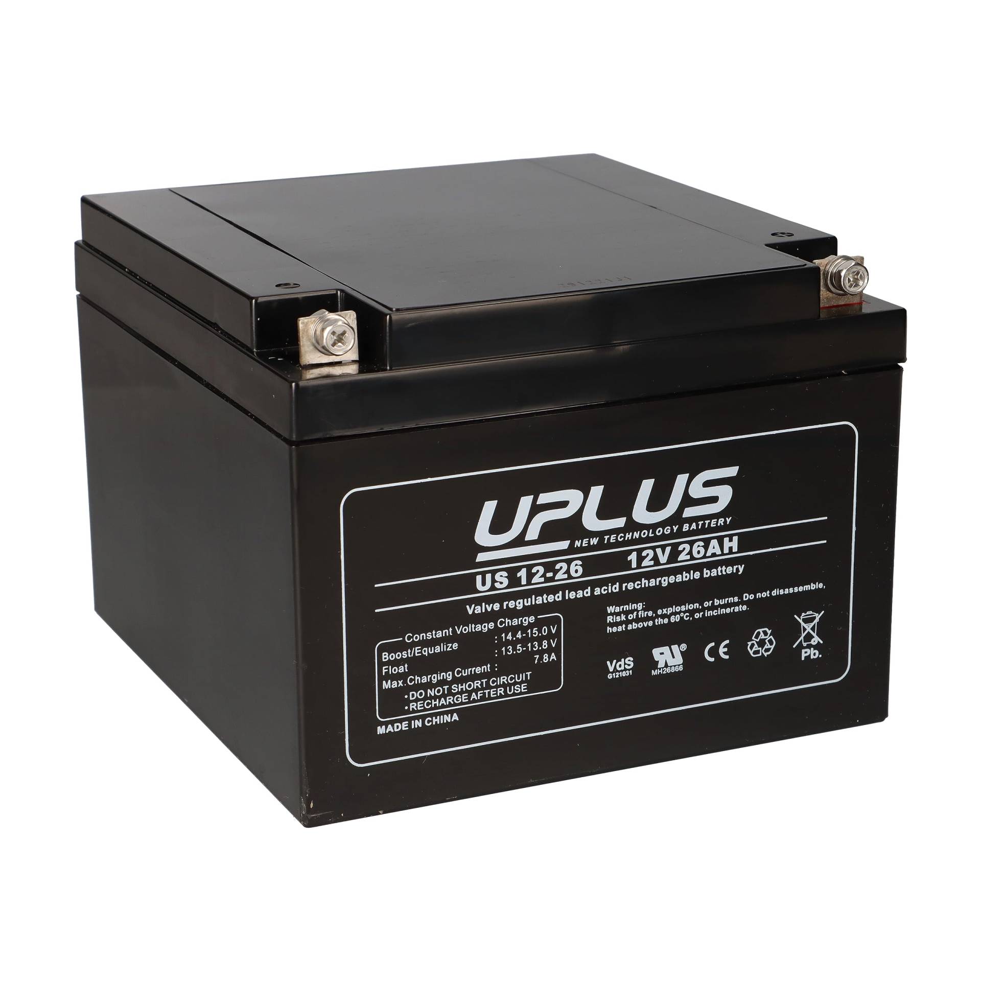 Bleiakku 12V 26Ah Batterie AGM US12-26 mit VdS passend zu 24Ah 26Ah 38Ah von Akkuman.de Akkutechnik vom Fachmann