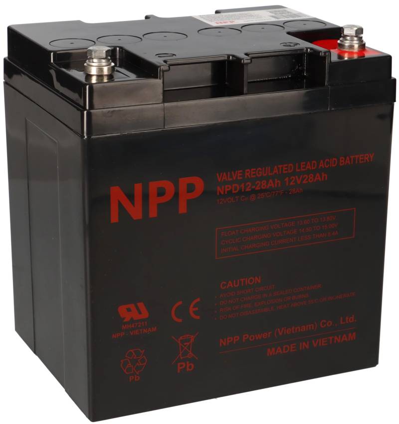 NPP Blei Akku AGM NPD 12-28 12V 28Ah zyklenfest wie WP30-12TNE, TL12-28, MPL28-12 von Akkuman.de Akkutechnik vom Fachmann
