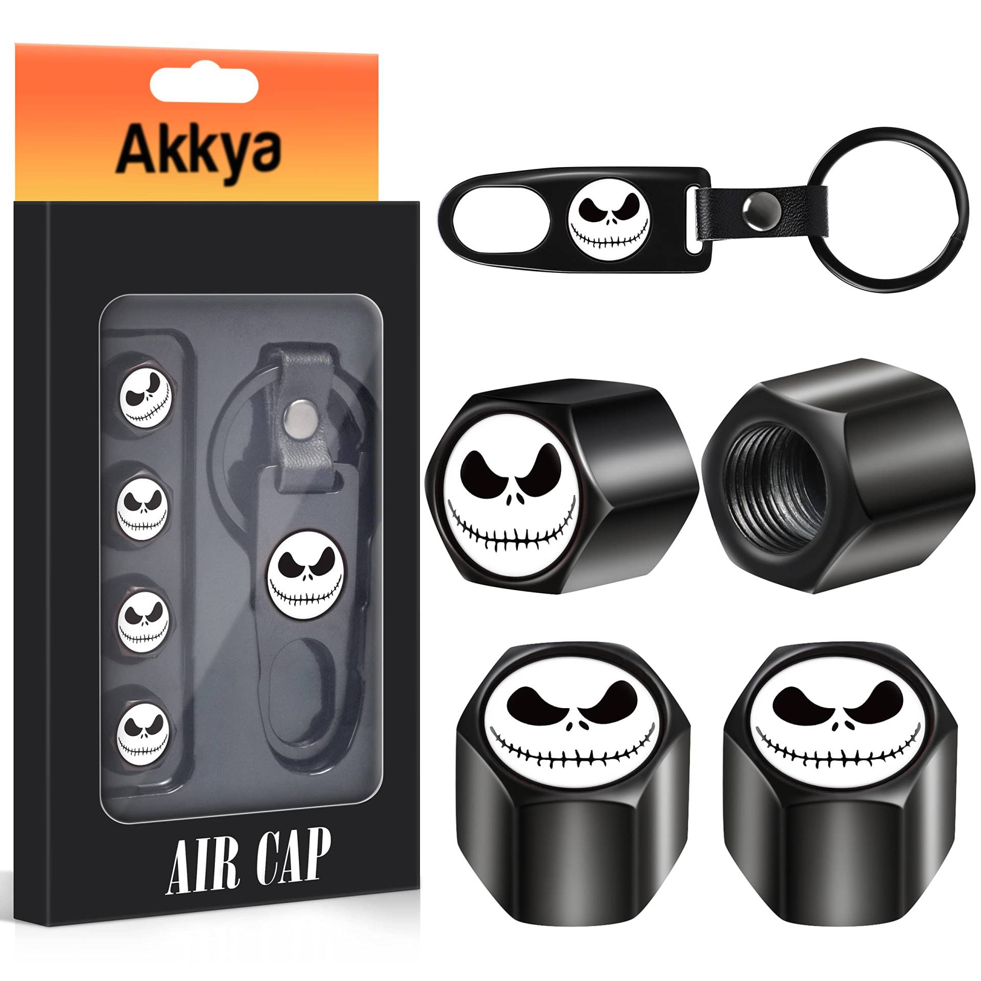 Glattol Akkya Reifenventilkappen für Auto, Fahrrad, Motorrad, Traktor, Mountainbike, LKW, Jack Skellington, Cartoon, Anime, Metall, Chrom, Luftdruckabdeckungen, Radzubehör Glattol Akkya Reifenventilkappen für Auto, Fahrrad, Motorrad, Traktor, Mountainbike, LKW, Jack Skellington, Cartoon, Anime, Metall, Chrom, Luftdruckabdeckungen, Radzubehör von Akkya