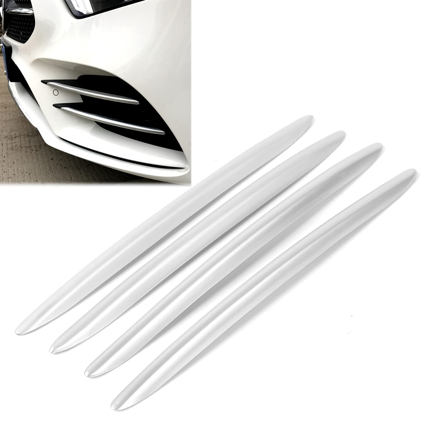 Akozon 4 Stücke Front Grille Trim Strips Cover Stickers, Sport Kühlergrill Wabengrill Grill Aufkleber Streifen Auto Front Corner Mesh Grill Streifen Zierleisten für Benz A Klasse W177 AMG Line von Akozon