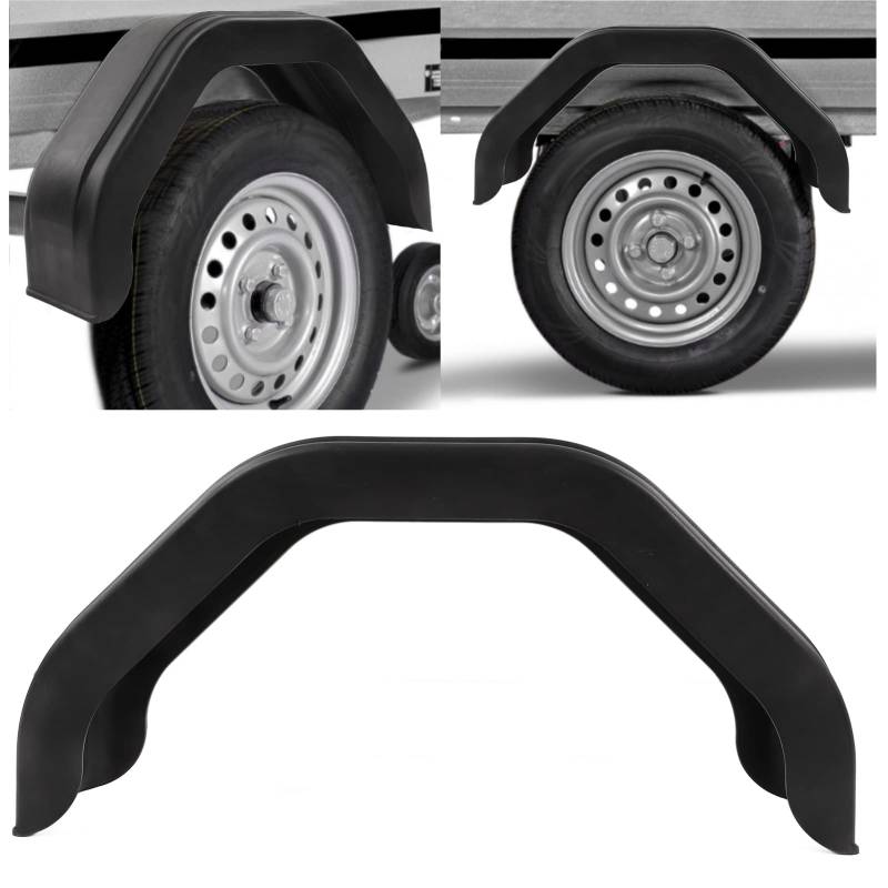 Akozon Anhänger-Kotflügel, Trailer Fender Black High Density PE für Einachsanhänger mit 12-Zoll-13-Zoll-Rädern von Akozon