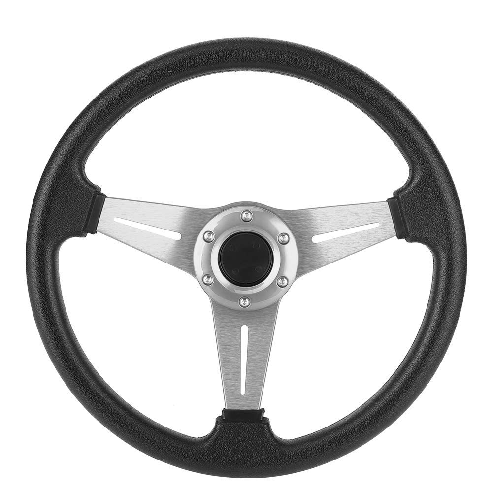 Auto-Lenkrad, Akozon /14in Racing Car Drifting Lenkrad Universal-Sport-Lenkrad für Autolenkung Modifiziert (Silber) von Akozon