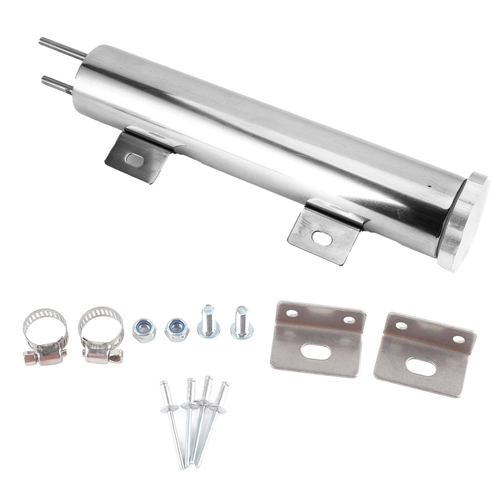 Akozon Kühlerüberlaufbehälter 5,1 X 25,4 cm Edelstahl Kühlerüberlaufbehälter Rückgewinnungsflasche mit Montagezubehör Universell Akozon Kühlerüberlaufbehälter 5,1 X 25,4 cm Edelstahl Kühlerüberlaufbehälter Rückgewinnungsflasche mit Montagezubehör Universell von Akozon