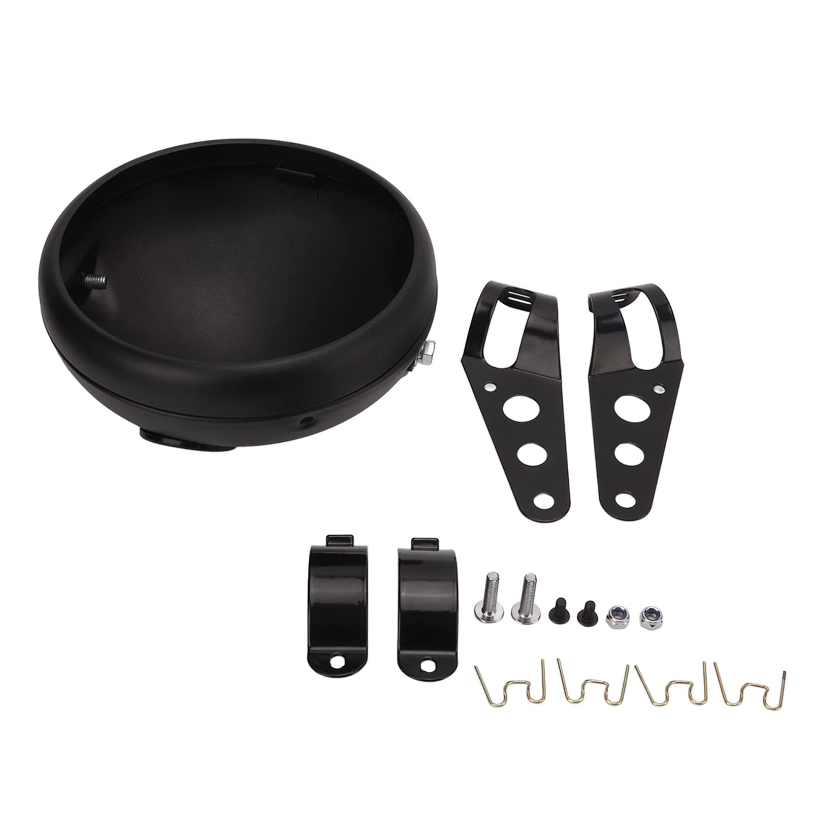 Akozon Motorrad Scheinwerfergehäuse, 7 Zoll Universelle Halterung für Motorrad-Frontscheinwerfer für LED-Scheinwerfer 38‑51 Mm Gabelrohre von Akozon